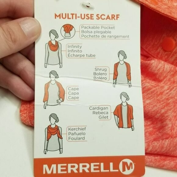 Merrell helio multi use orange heathered scarf NWT One Size Fits All - Picture 10 of 13